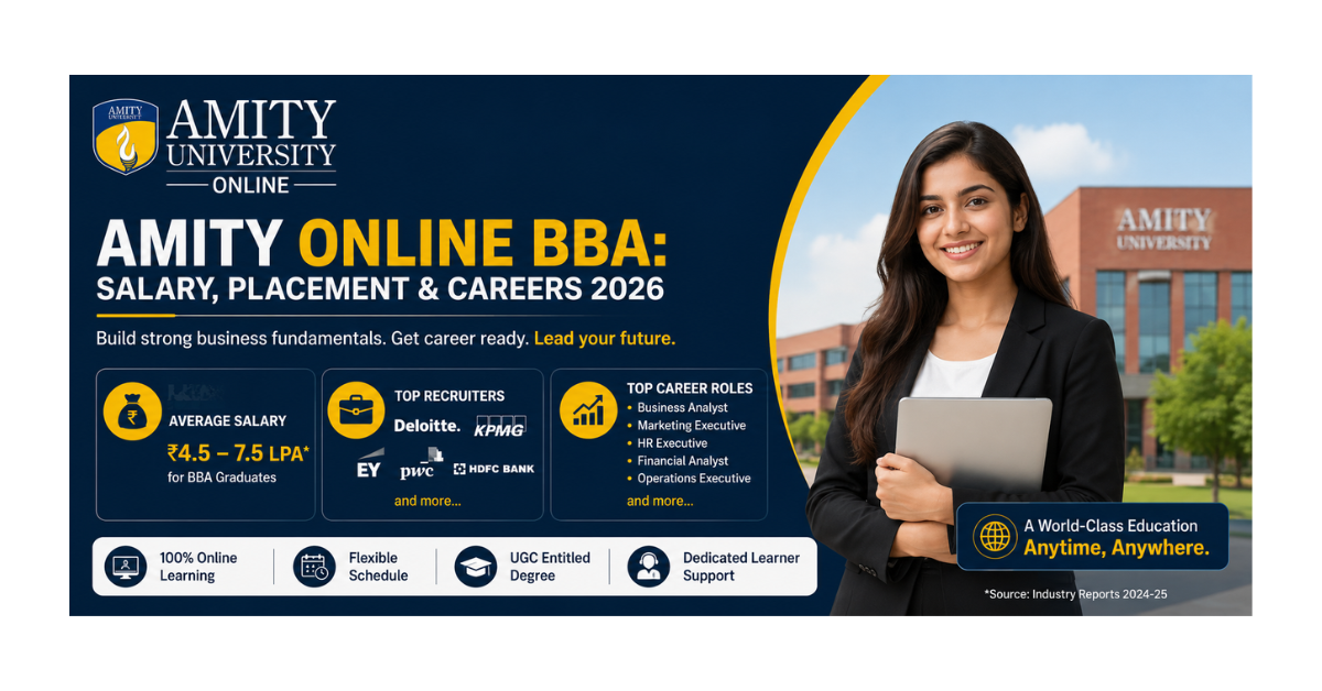 Amity Online BBA: Salary, Placement & Careers 2026